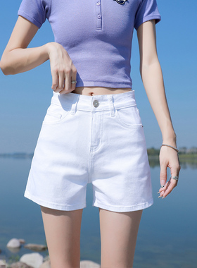 白色牛仔短裤女2024年新款夏季韩版高腰弹力休闲A字黑色阔腿热裤