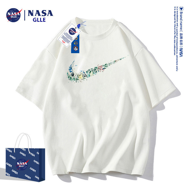 NASA联名潮牌短袖t恤男夏季2024新款纯棉宽松休闲情侣重磅体恤