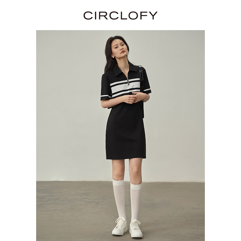 【蜜蜂嘉菲推荐】CIRCLOFY 镂空短袖T恤裙女2024夏季新款连衣裙