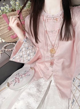新中式女装国风外套裙子春夏秋款粉色刺绣印花上衣马面裙汉服套装