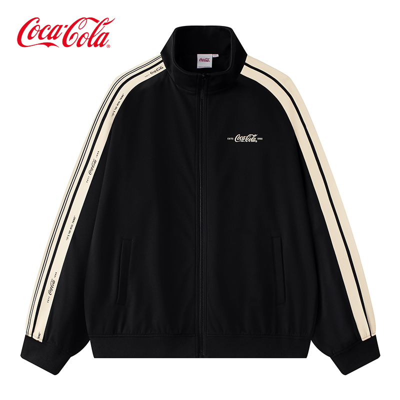 Coca-Cola/可口可乐 外套男2024新款春秋季条纹衣服潮牌情侣夹克