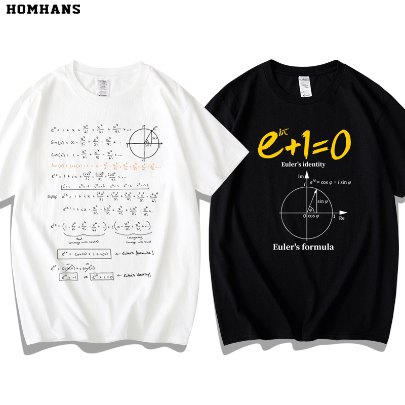欧拉恒等式方程式数学公式函数理工男纯棉宽松短袖T恤微积分学生