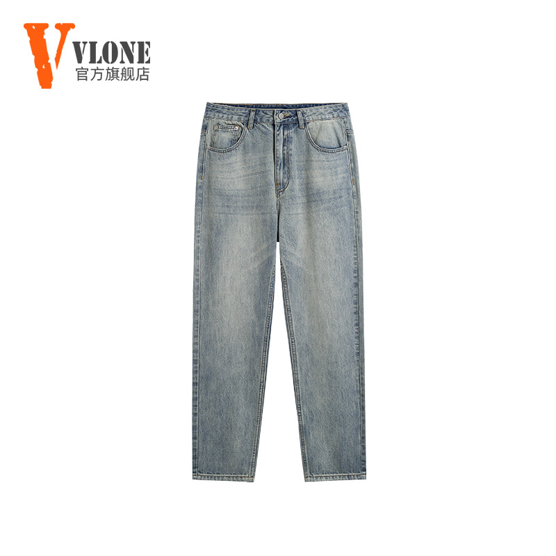 VLONE官方正品牛仔裤2024年新款春季美式高街修身流行直筒裤