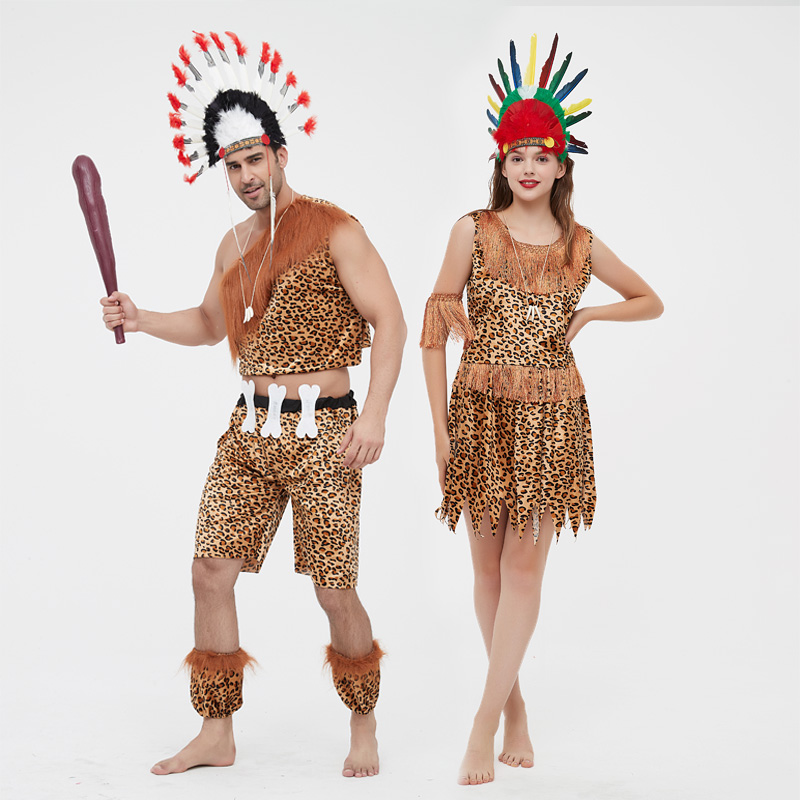 非洲鼓演出服成人印第安人演出服后羿服装原始部落酋长服野人服装