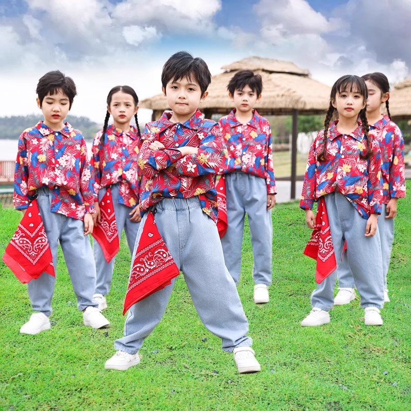 六一幼儿园演出服护花使者失恋阵线联盟舞蹈港风花衬衫小学生运动