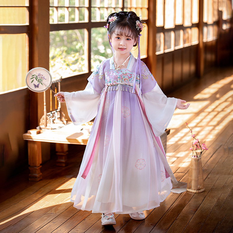 汉服女童夏季2024新款古装中国风儿童超仙襦裙新中式小女孩公主裙