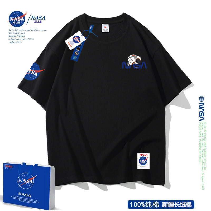 NASA官网旗舰店2023新款男士t恤宽松纯棉潮流圆领短袖美式重磅
