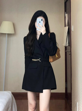 高级感黑色小个子西装外套女早春秋装新款韩版宽松休闲西服