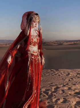 西域风情沙漠公主改良汉服女敦煌飞天神女古装全套异域风少女套装