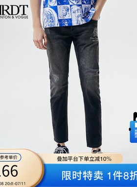 ORRDT牛仔裤奢侈品大牌男装修身直筒微弹薄潮流新款休闲中腰长裤
