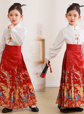 女童马面裙夏款儿童夏季新中式国风古风套装2024新款古装汉服唐装
