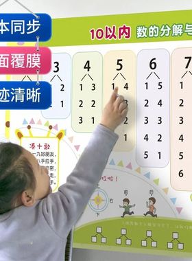 10以内的数字分解和合成 挂图墙贴教具小学幼儿园语数外学习套装