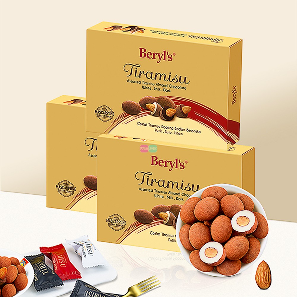 马来西亚原装进口倍乐思Beryls多口味提拉米苏扁桃仁夹心巧克力豆