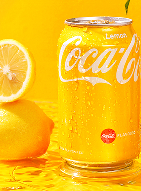 6罐/香港版可口可乐柠檬味可乐进口碳酸饮料汽水金黄色易拉罐饮品