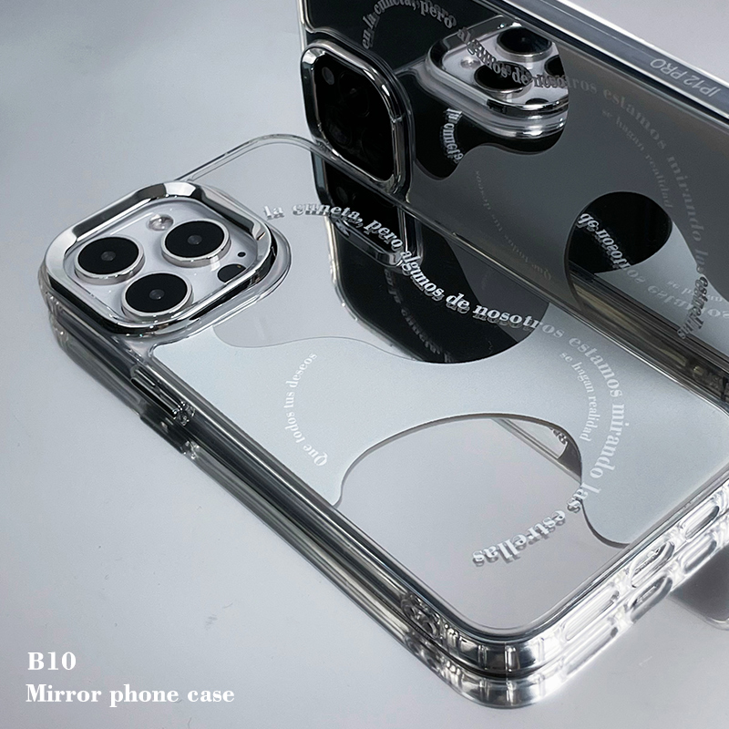 设计师原创适用iphone14promax镜面高级感手机壳苹果13pro情侣12小众14pro防摔硬壳12promax带镜子简约15新款