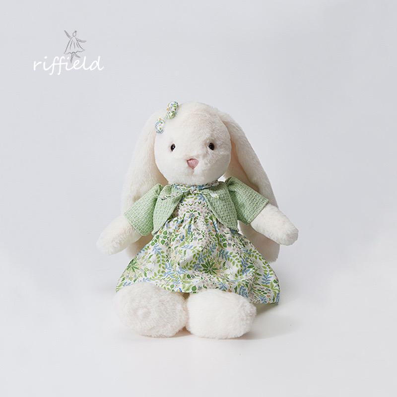 丽妃儿穿绿裙子兔子毛绒玩具安抚玩偶公仔生日礼物女孩玩偶陪睡