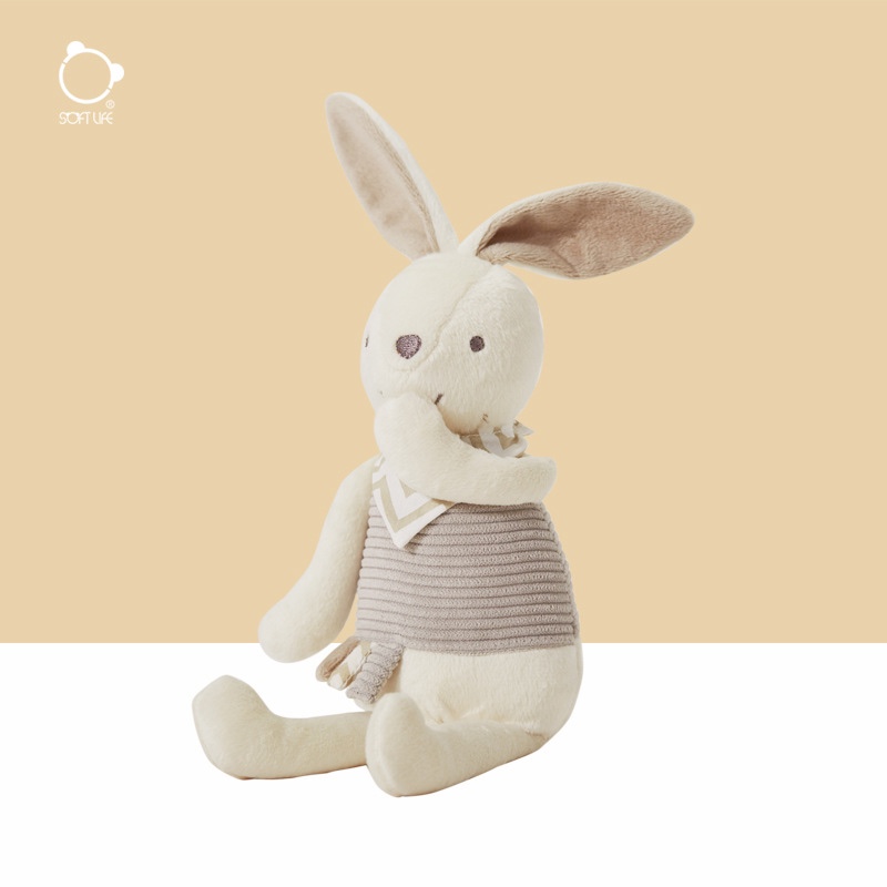 Softlife可爱兔子婴儿安抚玩偶新生宝宝小兔兔公仔毛绒玩具可入口