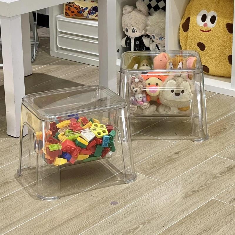 玩具收纳凳儿童毛绒娃娃玩偶收纳箱收纳桶多功能透明储物凳可坐凳