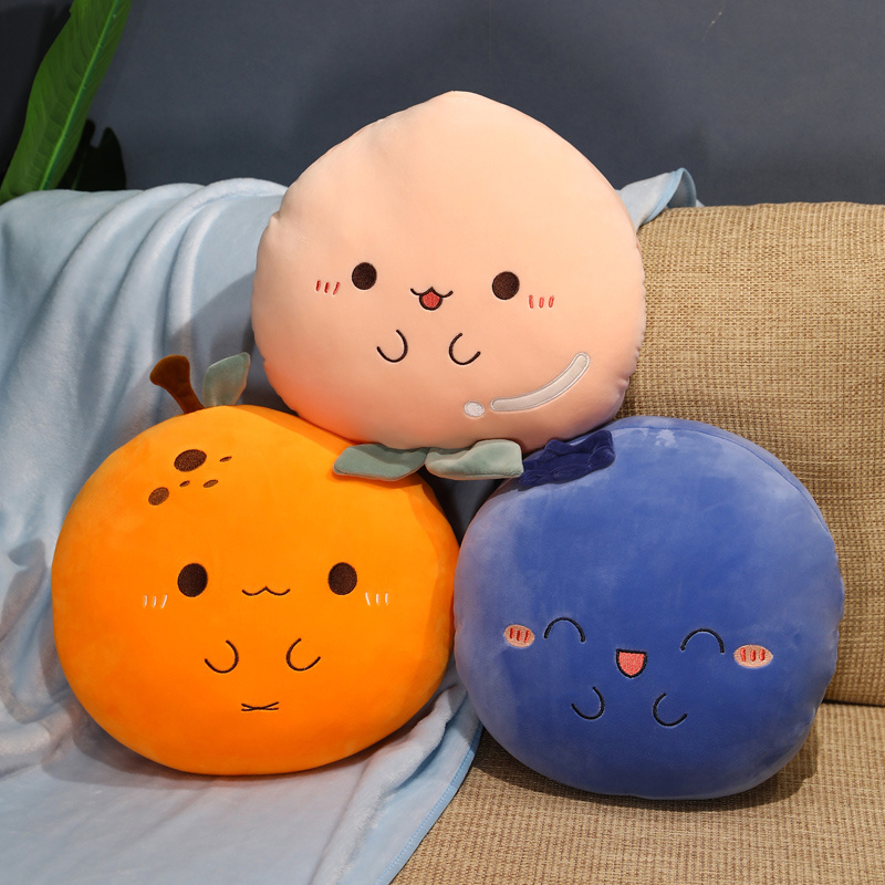 橙子抱枕被子两用橘子蓝莓桃子公仔毛绒玩具暖手水果布娃娃女礼物
