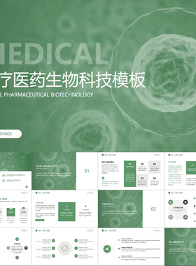 【动态PPT】生命绿色医疗医药生物科技简约风工作汇报报告PPT模板
