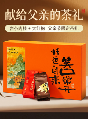 五虎大红袍肉桂岩茶茶叶养胃特级浓香型送长辈父亲节礼盒装
