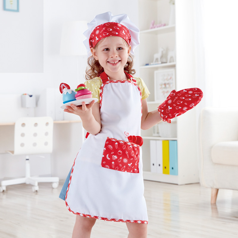 Hape美食家厨师服儿童过家家套装仿真厨房玩具宝宝围裙男女孩3岁+