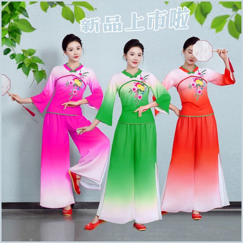 新款广场舞演出服中老年扇子舞鼓舞秧歌舞蹈服中国风古典舞表演服