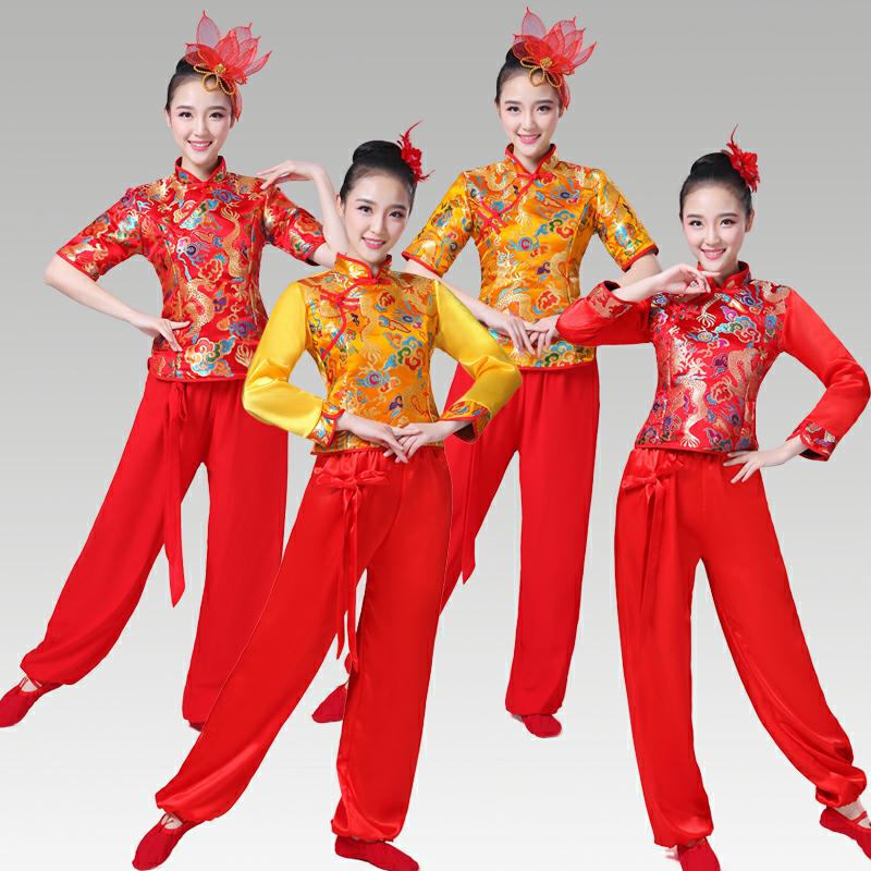 打鼓演出服女秧歌服装新款2017中国风广场舞成人中老年扇子舞腰鼓