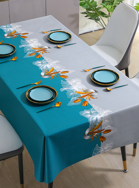 桌布免洗防水防油防烫餐桌布台布桌垫茶几垫长方形轻奢高级感餐布