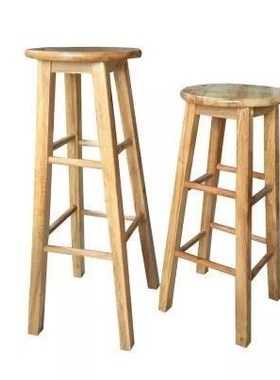 吧台原木制靠背家用现代简约高脚登巴凳实木质靠背高凳子椅子