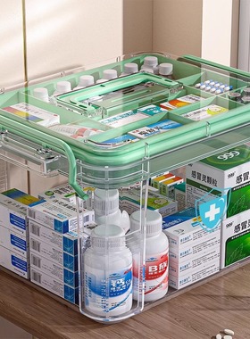 多层药箱家庭装家用医药箱大容量药物收纳盒透明大号医疗急救药盒
