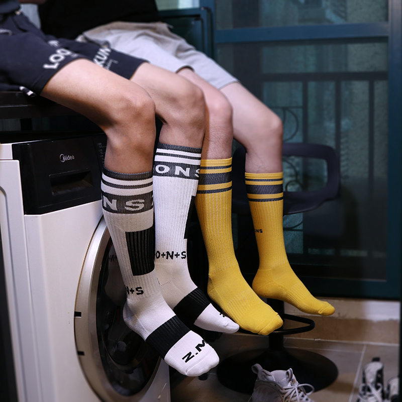 男士袜子足球袜加厚跑步运动长袜高筒毛巾底纯棉羽毛球防臭潮流袜