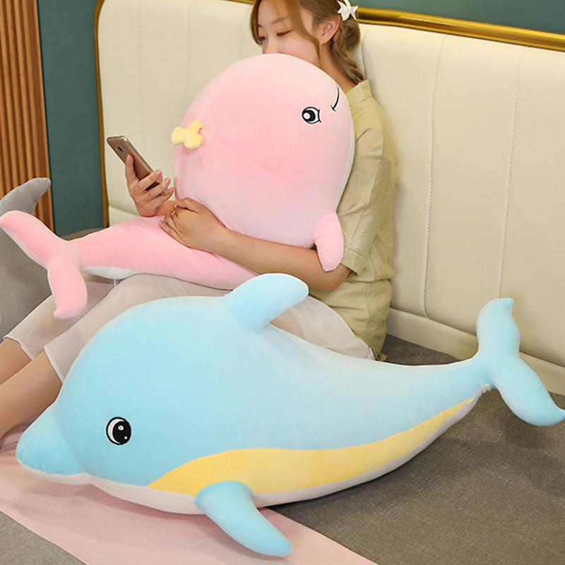 可爱小海豚抱枕女生睡觉鲨鱼毛绒玩具公仔玩偶女孩抱着睡布偶娃娃
