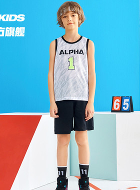 中国乔丹童装男童篮球套装冬季儿童冬装运动篮球服中大童速干套装
