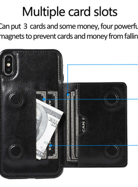 适用iphone x手机壳防摔可插卡苹果XS Max软皮卡套带卡包XR零钱包