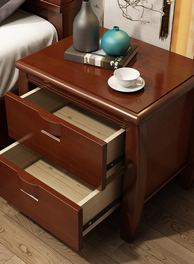 实木床头柜现代实木床边柜角柜储物柜新中式收纳柜简约原木家具