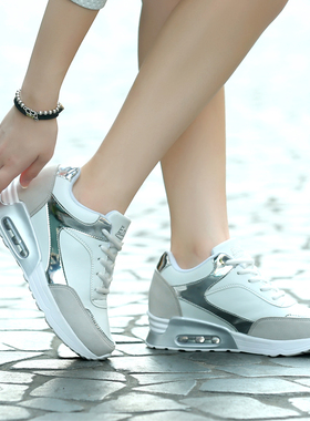 鞋子女夏2018新款百搭韩版学生内增高运动鞋女跑步鞋中跟厚底波鞋