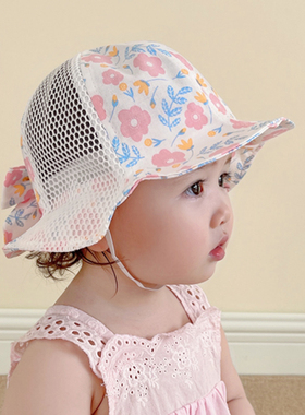 婴儿帽子夏季薄款女宝宝可爱水果蕾丝渔夫帽新生幼儿防晒太阳盆帽