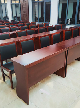 会议室长条会议桌椅组合双人1.2实木油漆办公桌1.8米条形培训桌子