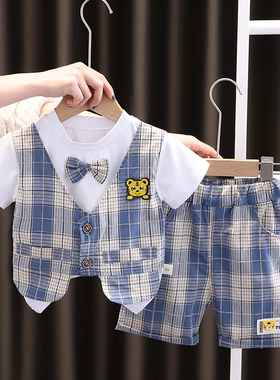 男童夏季套装宝宝夏款1一2-3-4岁小男孩帅气短袖两件套潮婴儿童装