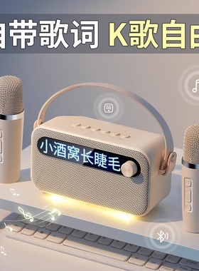 无线蓝牙音箱家用K歌小型音响话筒麦克风一体机带歌词唱歌户外KTV