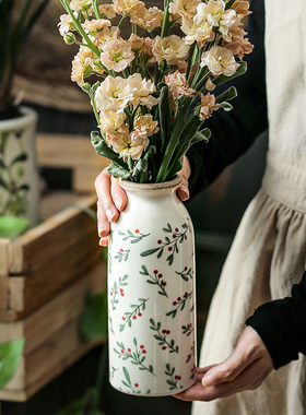 简约风陶瓷小众花瓶摆件客厅插花干花创意复古高级感艺术美式田园
