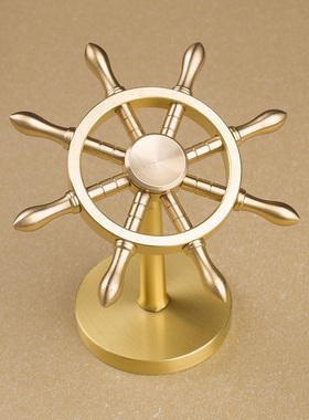 黄铜领航舵摆件舵手转转船舵航海家居工艺品办公室装饰品开业礼品