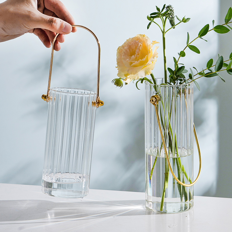 北欧ins风 简约透明玻璃花瓶水养鲜花家居摆件客厅插花迷你装饰品