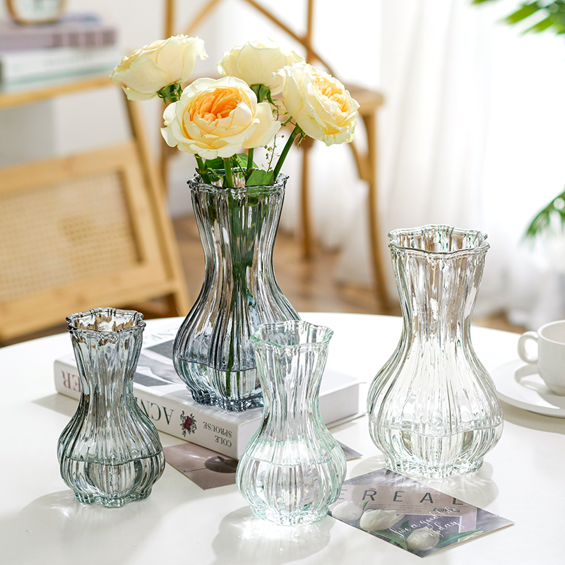 玻璃花瓶透明插花水养百合鲜花水培绿萝绿植干花小号客厅桌面摆件