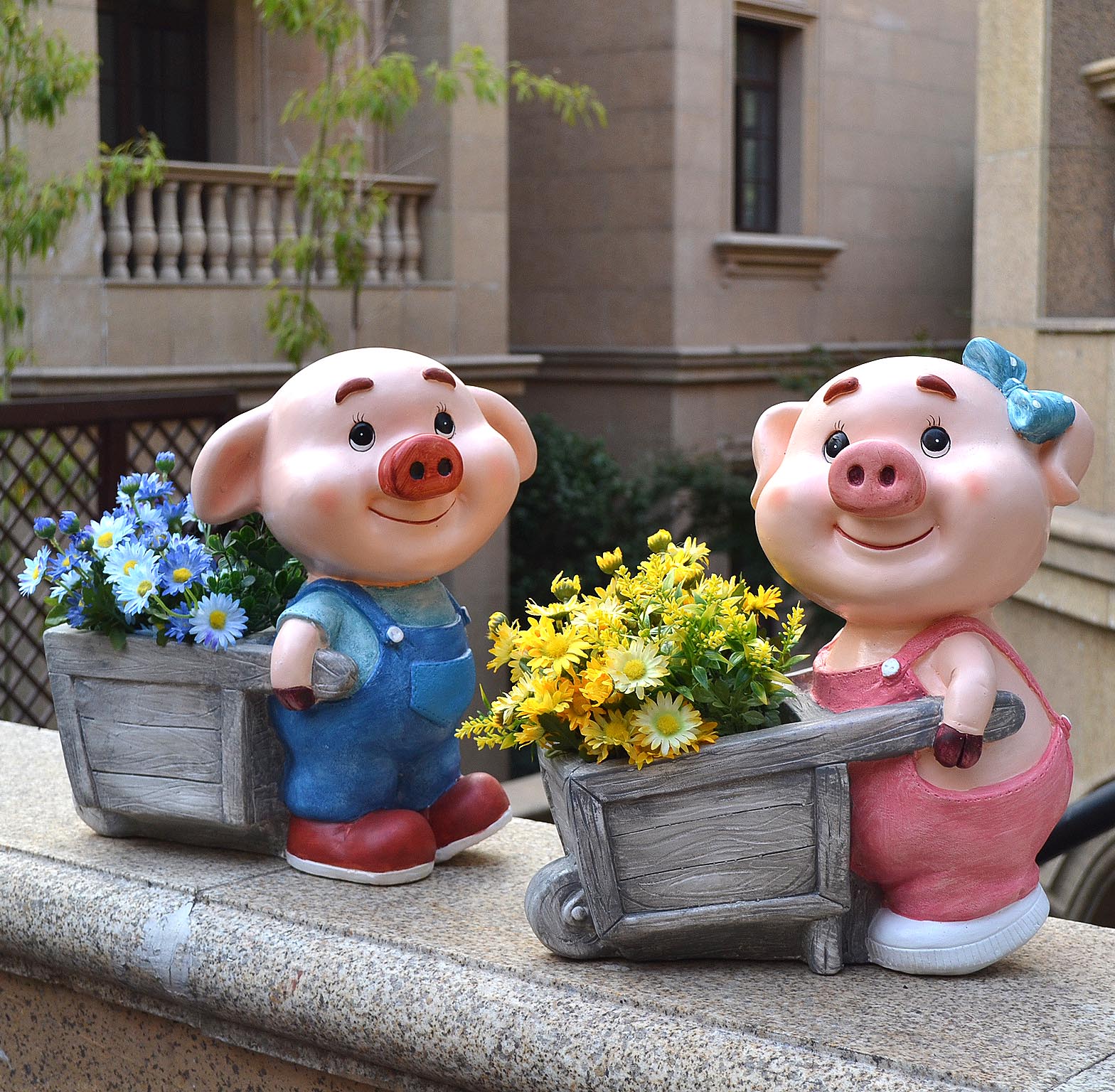 户外猪猪动物花盆花园庭院布置别墅院子装饰品创意园林幼儿园摆件