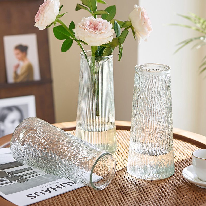 玻璃花瓶摆件客厅现代简约ins风插花高富贵竹鲜花透明水养大花瓶