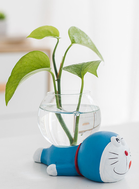 创意绿萝水培花盆器皿透明玻璃插花花瓶水养植物客厅可爱装饰摆件