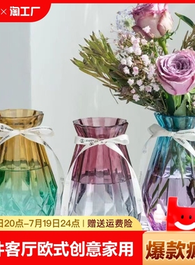 花瓶摆件客厅创意装饰玻璃透明水培绿萝植物插花家居设计师桌面