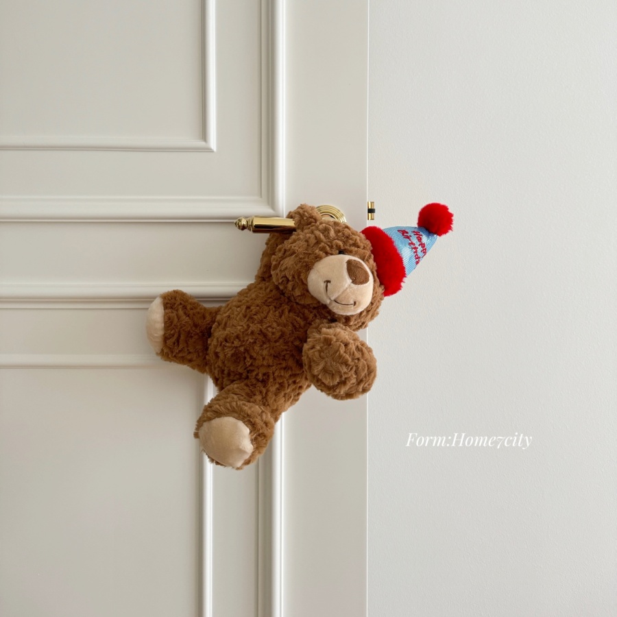 可爱生日小熊玩偶卧室门把手装饰家居摆件创意生日礼物毛绒玩具